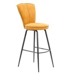 Hořčicově žlutá látková barová židle Marckeric Minty 74 cm
