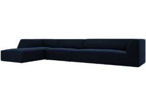 Královsky modrá sametová rohová pohovka MICADONI Ruby 366 cm