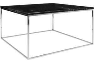 Černý mramorový konferenční stolek TEMAHOME Gleam II. 75x75 cm s chromovanou podnoží