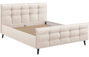 Béžová sametová dvoulůžková postel MICADONI Bruce 180 x 200 cm