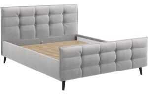 Světle šedá látková dvoulůžková postel MICADONI Bruce 160 x 200 cm