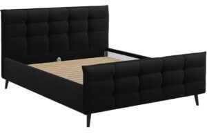 Černá látková dvoulůžková postel MICADONI Bruce 160 x 200 cm