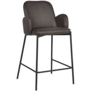 Antracitově šedá koženková barová židle LABEL51 Jari 65 cm