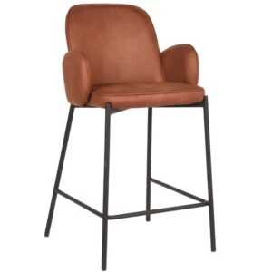 Hnědá koženková barová židle LABEL51 Jari 65 cm