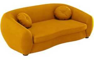 Žlutá sametová třímístná pohovka Windsor & Co Elara 216 cm