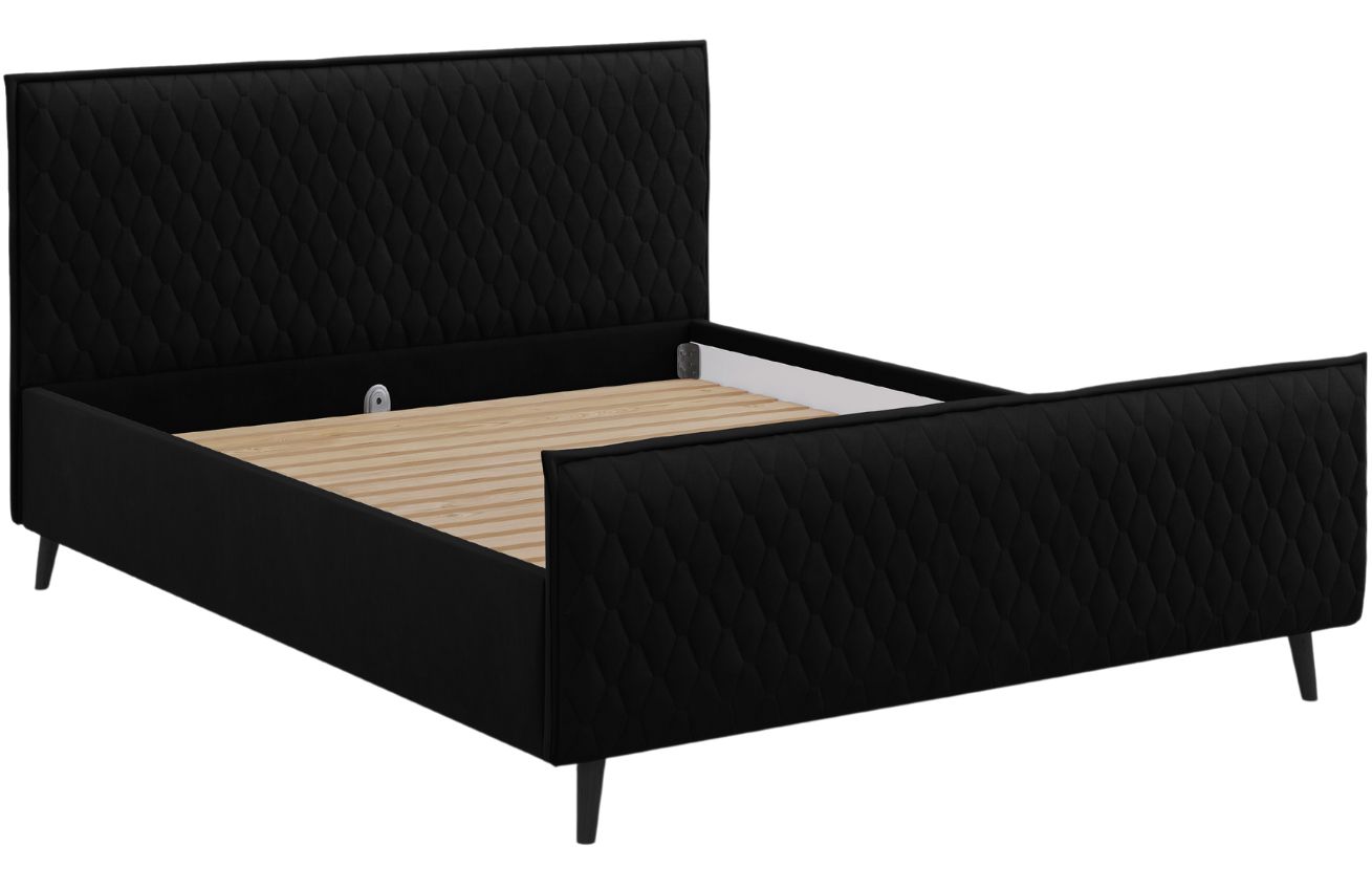 Černá sametová dvoulůžková postel MICADONI Criss 180 x 200 cm
