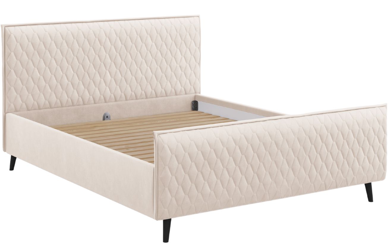 Béžová sametová dvoulůžková postel MICADONI Criss 180 x 200 cm
