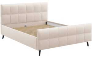 Béžová sametová dvoulůžková postel MICADONI Gigi 140 x 200 cm