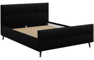 Černá sametová dvoulůžková postel MICADONI Gigi 140 x 200 cm