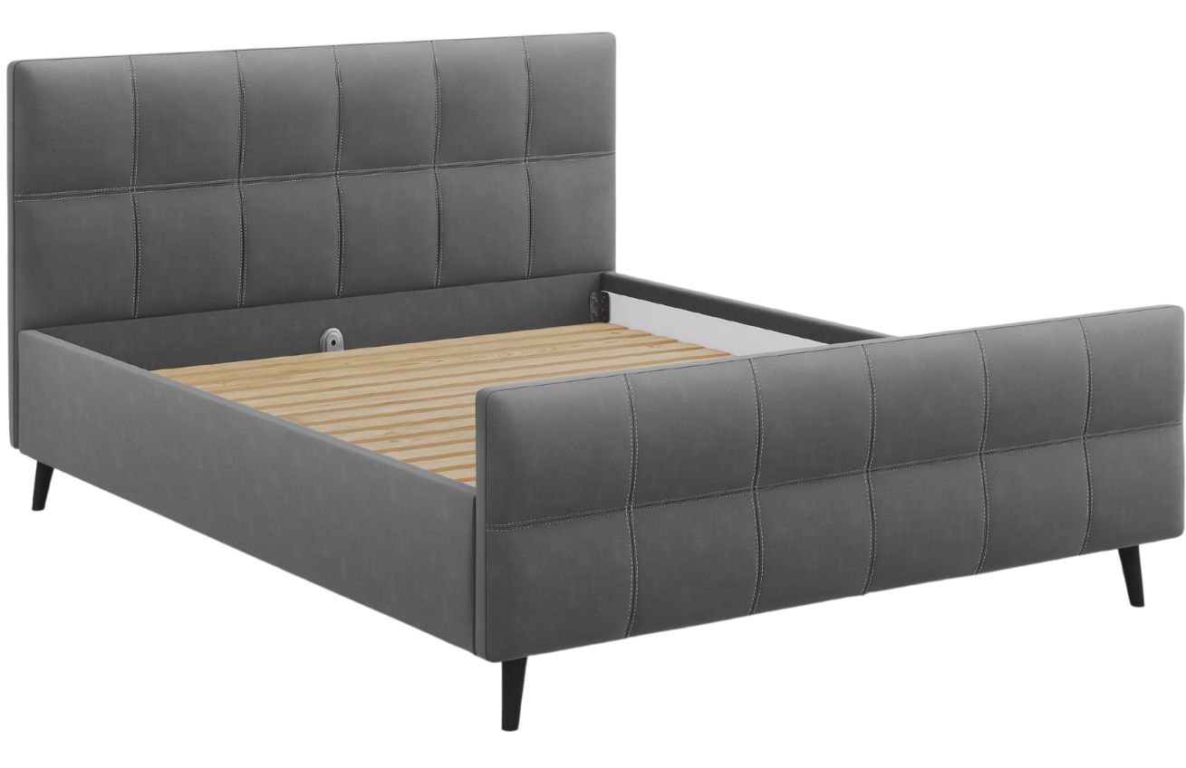 Šedá sametová dvoulůžková postel MICADONI Gigi 160 x 200 cm