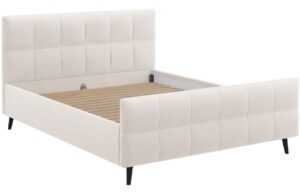 Béžová látková dvoulůžková postel MICADONI Gigi 140 x 200 cm