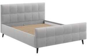 Světle šedá látková dvoulůžková postel MICADONI Gigi 160 x 200 cm