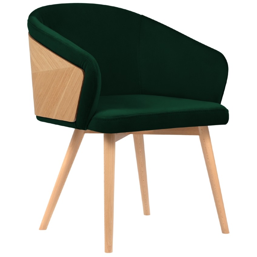 Lahvově zelená sametová jídelní židle MICADONI OTTER