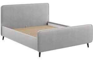 Světle šedá látková dvoulůžková postel MICADONI Kaia 180 x 200 cm