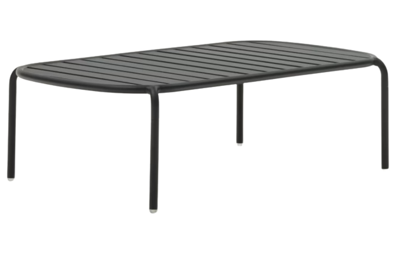 Tmavě šedý kovový zahradní stolek Kave Home Joncols 113 x 62 cm