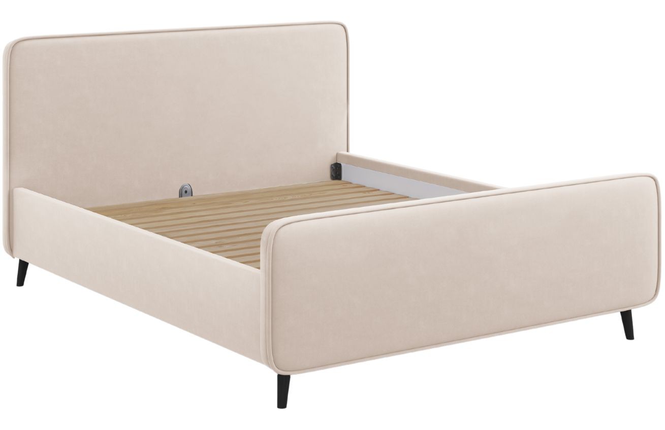 Béžová sametová dvoulůžková postel MICADONI Kaia 160 x 200 cm