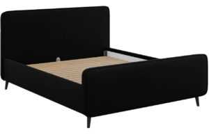 Černá sametová dvoulůžková postel MICADONI Kaia 180 x 200 cm