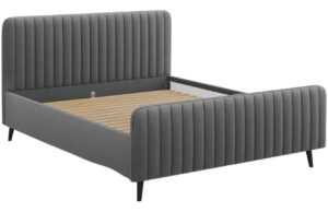 Šedá sametová dvoulůžková postel MICADONI Lily 140 x 200 cm