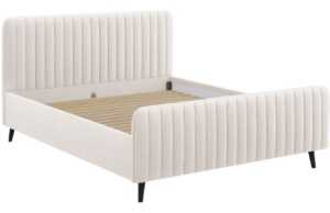 Béžová látková dvoulůžková postel MICADONI Lily 160 x 200 cm