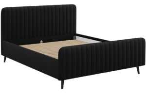 Černá látková dvoulůžková postel MICADONI Lily 180 x 200 cm