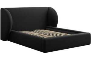 Černá sametová dvoulůžková postel MICADONI Miley 180 x 200 cm s úložným prostorem