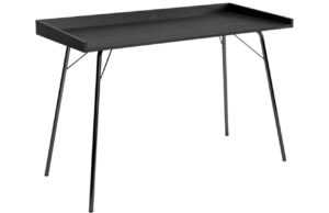 Černý dubový pracovní stůl Woodman Rayburn s kovovou podnoží 115 x 52 cm
