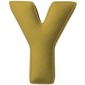 Yellow Tipi Olivově zelený sametový polštář písmeno Y 40 cm