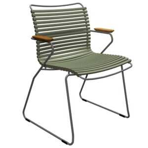 Olivově zelená plastová zahradní židle HOUE Click s područkami
