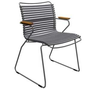 Tmavě šedá plastová zahradní židle HOUE Click s područkami