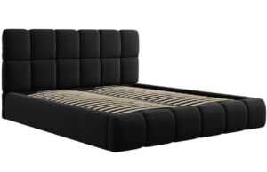 Černá sametová dvoulůžková postel MICADONI Bellis 180 x 200 cm