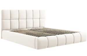Béžová sametová dvoulůžková postel MICADONI Bellis 180 x 200 cm