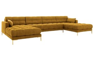 Micadoni Sametová rohová pohovka Mamaia 383 cm