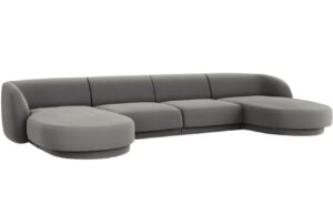 Micadoni Sametová rohová pohovka Miley 340 cm