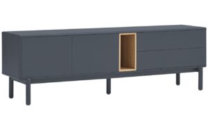 Antracitově šedý lakovaný TV stolek Teulat Corvo 180 x 40 cm