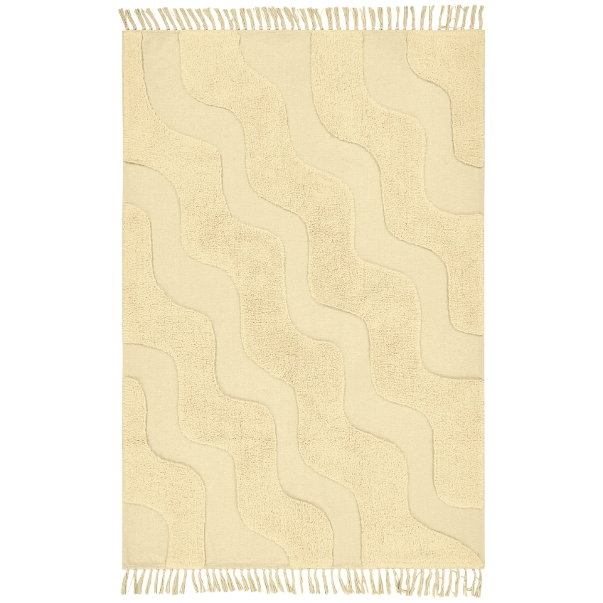 Jotex Světle žlutý bavlněný koberec WAVING 130 x 190 cm