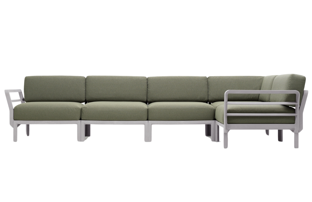 Nardi Zelená zahradní rohová pohovka Maximo s bílou podnoží 345 cm