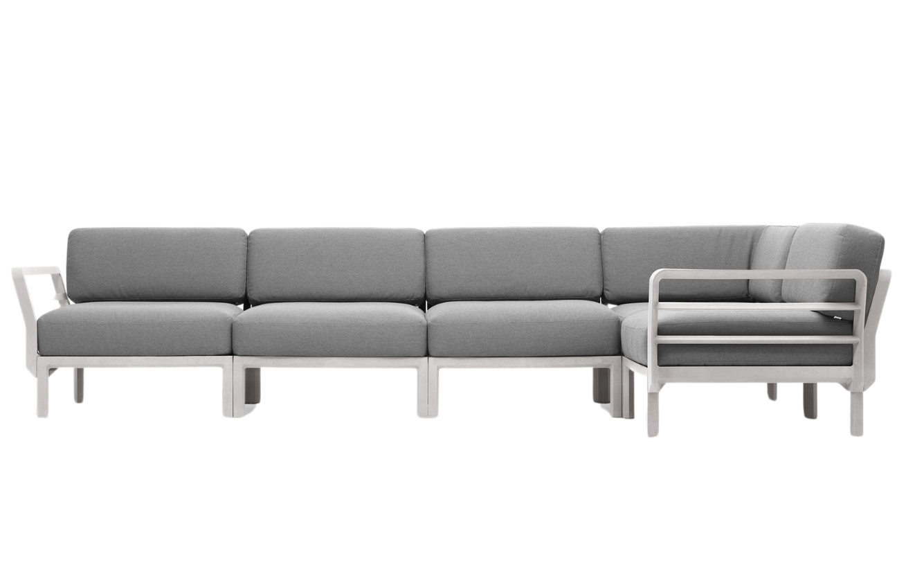 Nardi Šedá zahradní rohová pohovka Maximo s bílou podnoží 345 cm