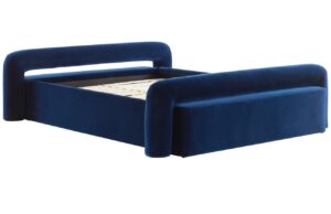 Jotex Modrá sametová dvoulůžková postel KOMORO 180 x 200 cm