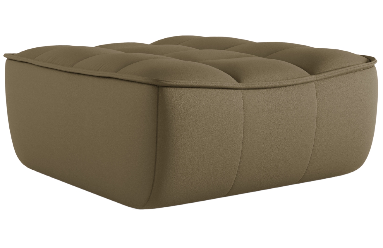 Maison Heritage Olivově zelená kožená podnožka Moni 90 x 83 cm