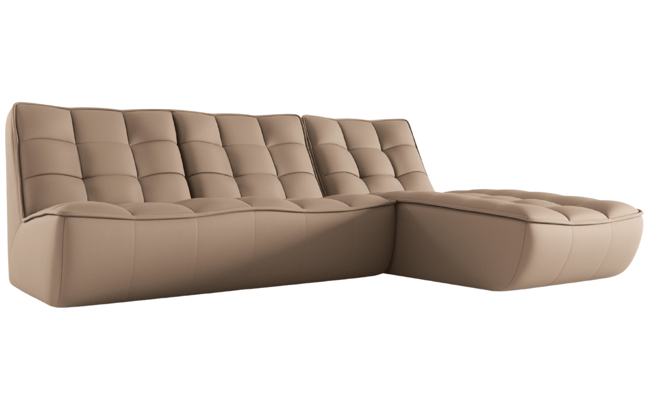 Maison Heritage Tmavě béžová kožená rohová pohovka Moni 246 cm