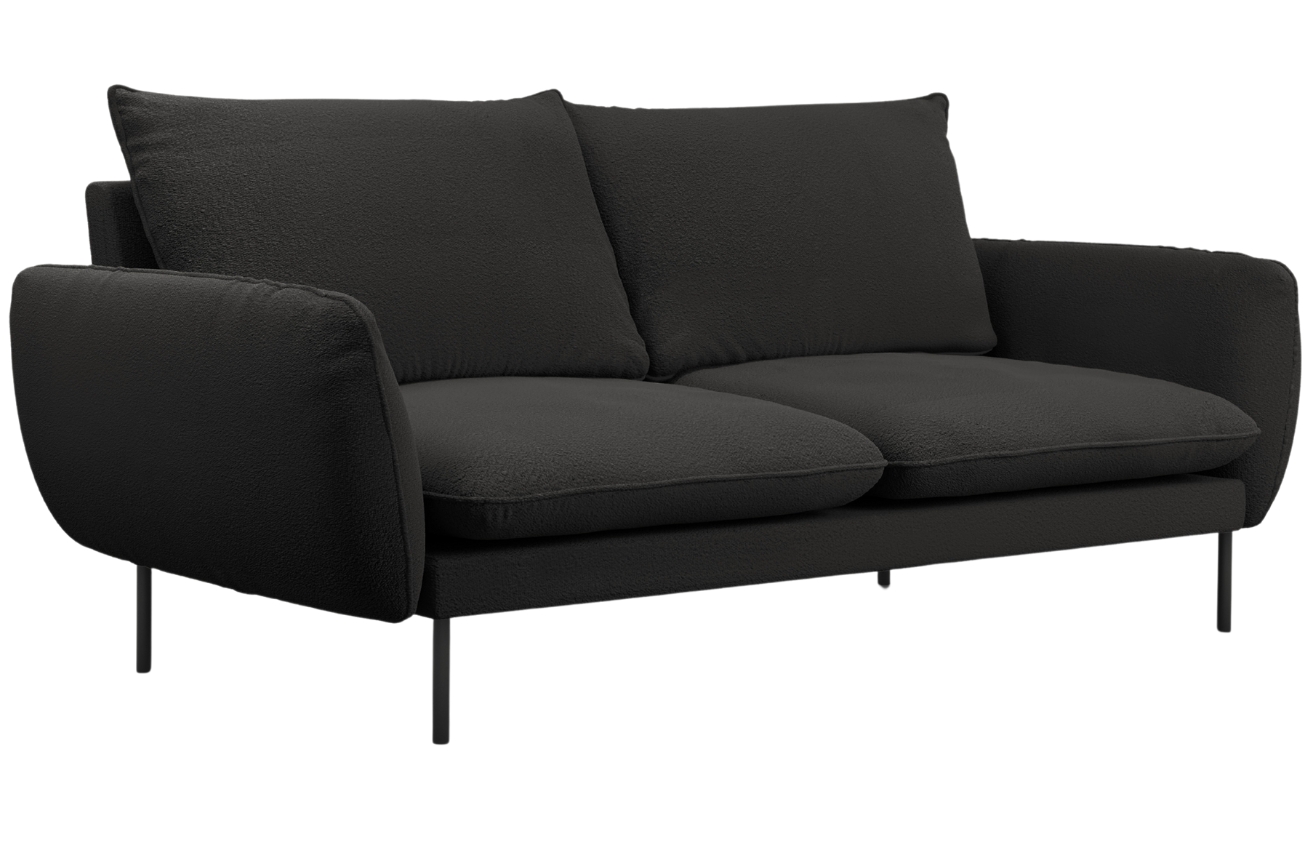 Cosmopolitan Design Černá bouclé trojmístná pohovka Vienna 200 cm