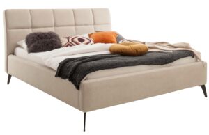 Béžová koženková postel Meise Möbel Romana 180 x 200 cm