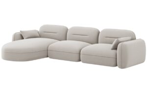 Cosmopolitan Design Světle béžová sametová rohová pohovka Sydney 320 cm