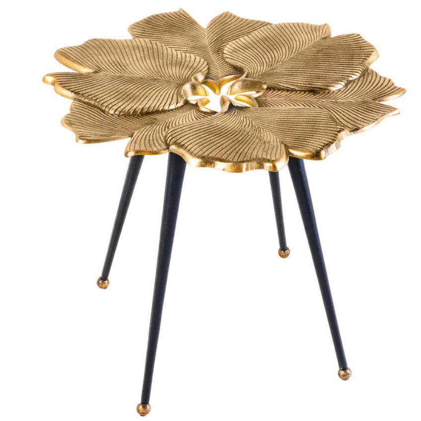 Moebel Living Zlatý kovový konferenční stolek Ginkgo 56 x 58 cm