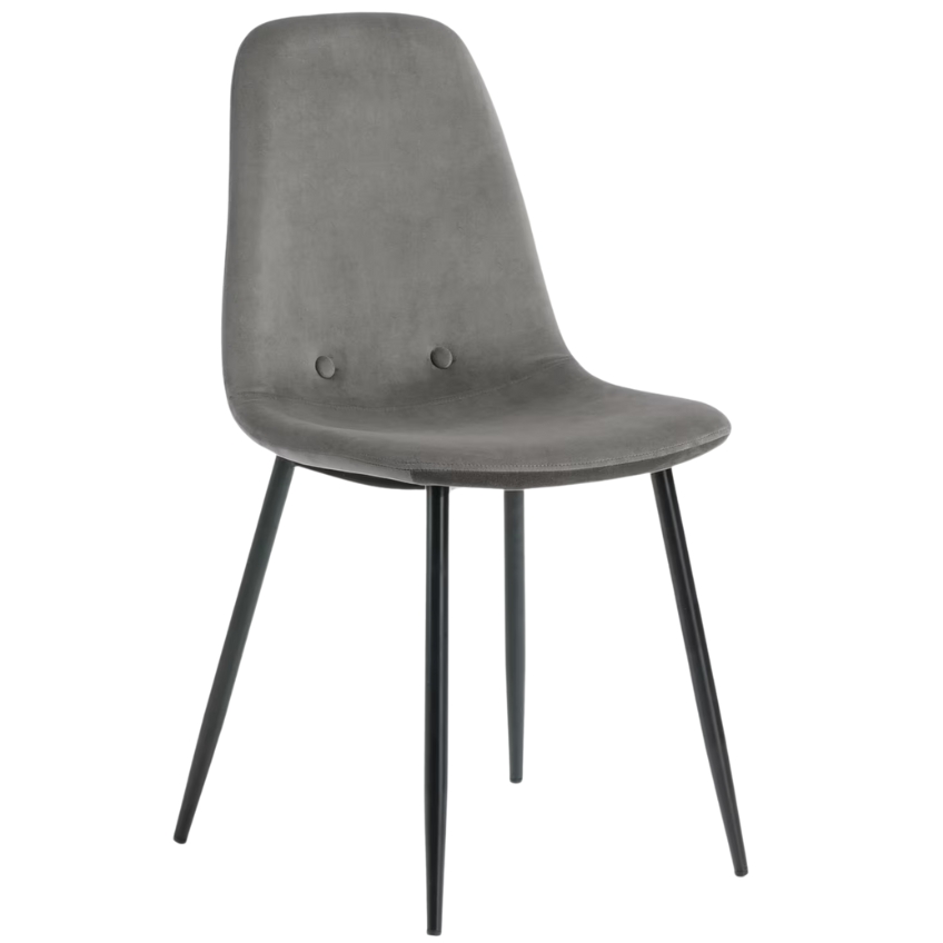Kave Home Šedá sametová jídelní židle Yaren