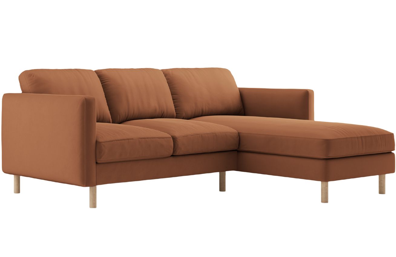 Micadoni Oranžová sametová rohová pohovka Eden 223 cm