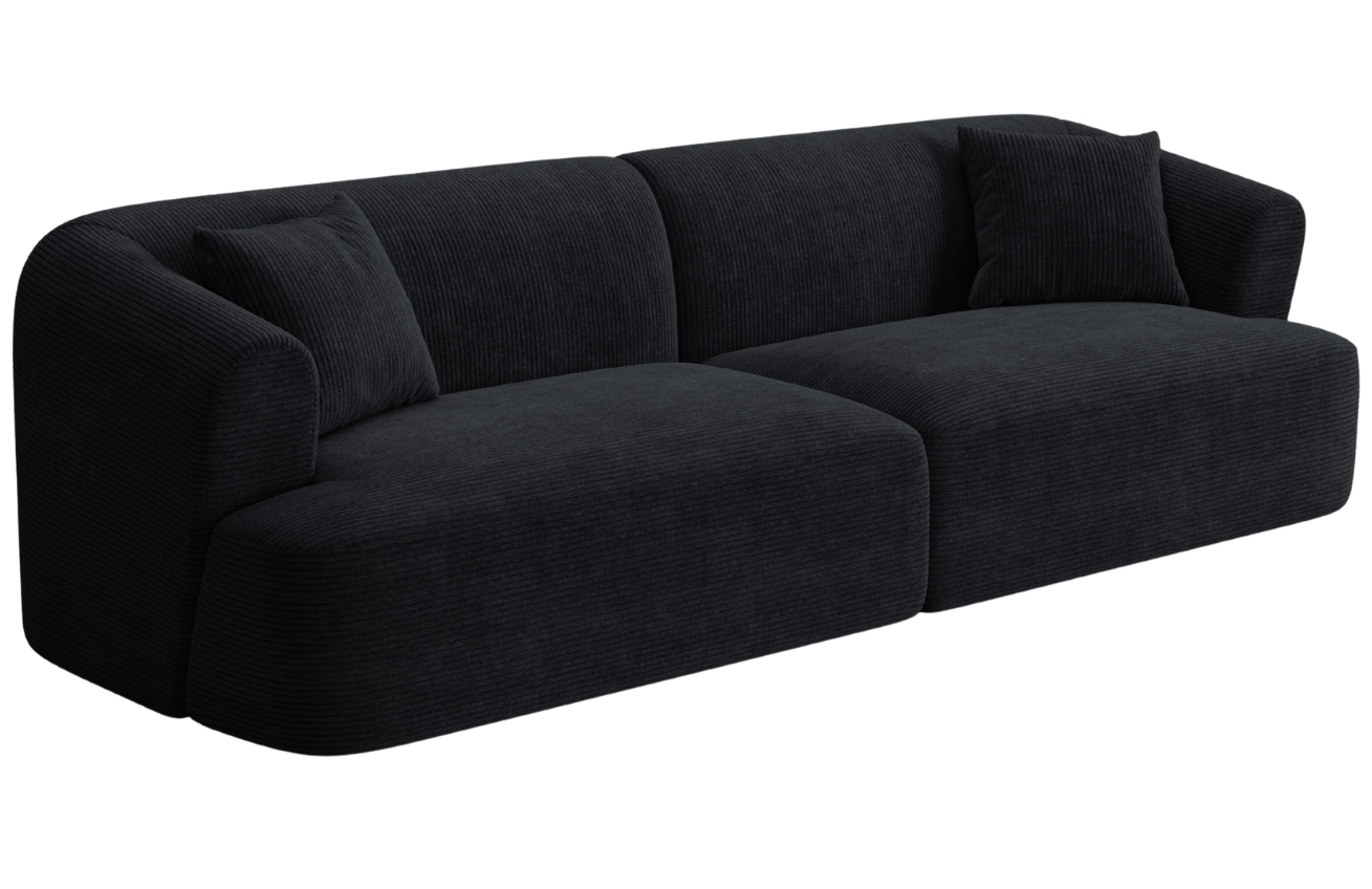 Cosmopolitan Design Černá manšestrová čtyřmístná pohovka Campi 255 cm