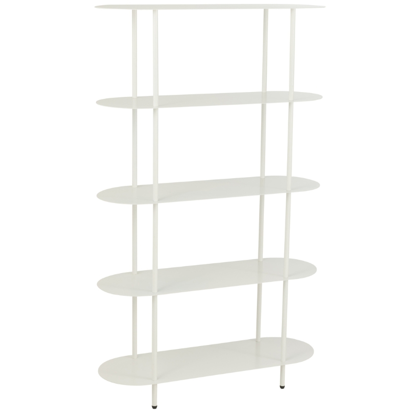 J-line Bílý kovový regál Oval 150 x 90 cm