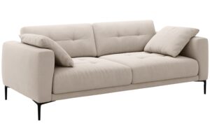 Micadoni Béžová sametová čtyřmístná pohovka Bemy 230 cm