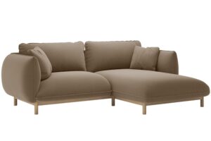 Micadoni Světle hnědá sametová rohová pohovka Ada 214 cm